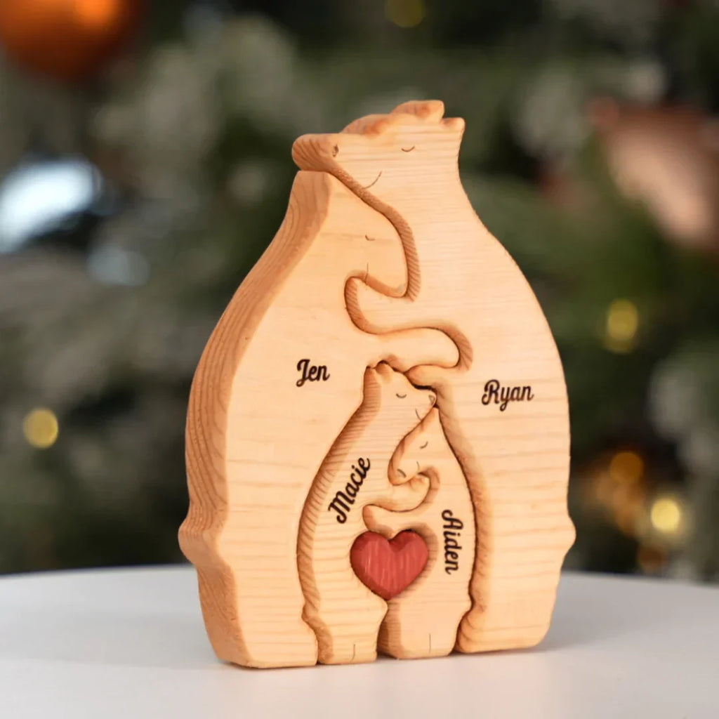 Personalisierte familiäre Holz-Bär-Puzzle 