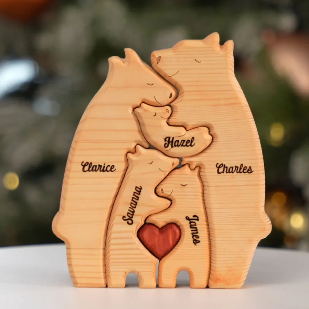 Personalisierte familiäre Holz-Bär-Puzzle 